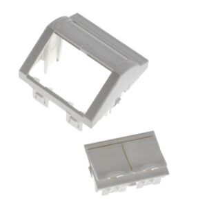 Nexans NCS423540N Face avant 45x45 inclinée 2 ports Snap-in (vide) avec volets de protection
