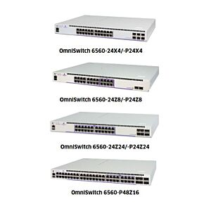 Alcatel Lucent OS6560-24X4 GigE fixed chassis  24 RJ-45 10/100/1G BaseT. 2 fixed SFP (1G). 