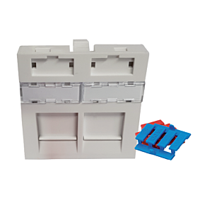 BlueLan Plastron 45x45 Blanc 2 Port Plat